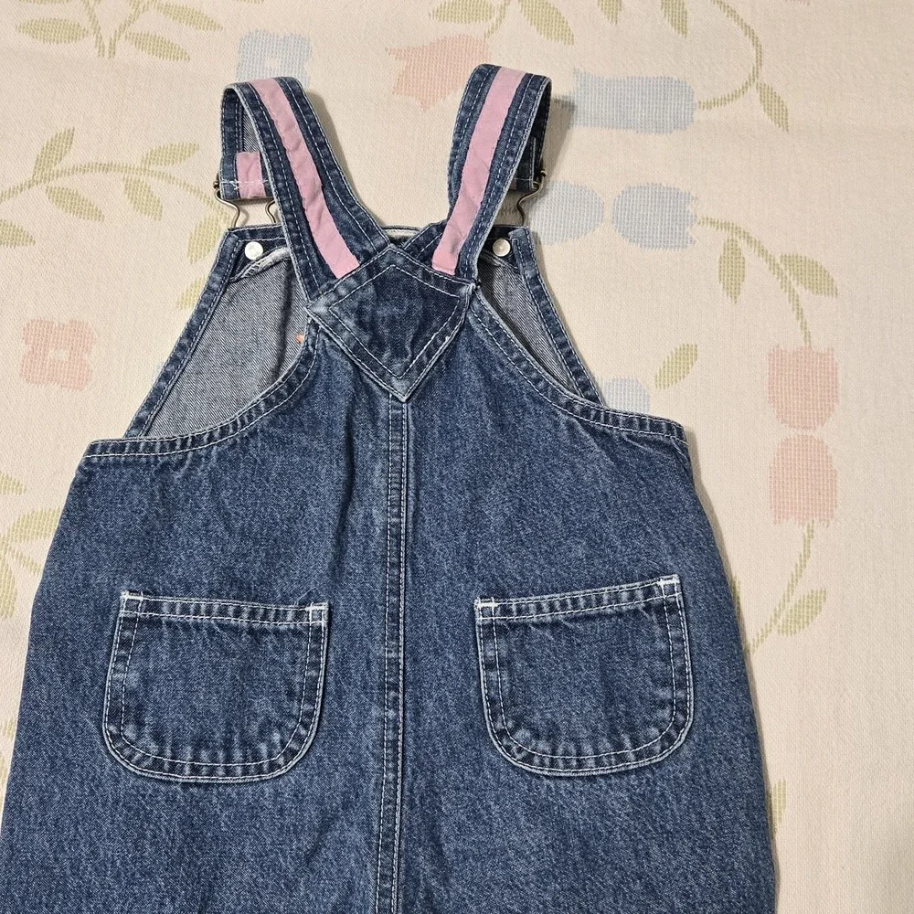 Vintage Care Bears Loveable Bear Denim Overalls Toddler 18M Felt/Embroidered Y2K
